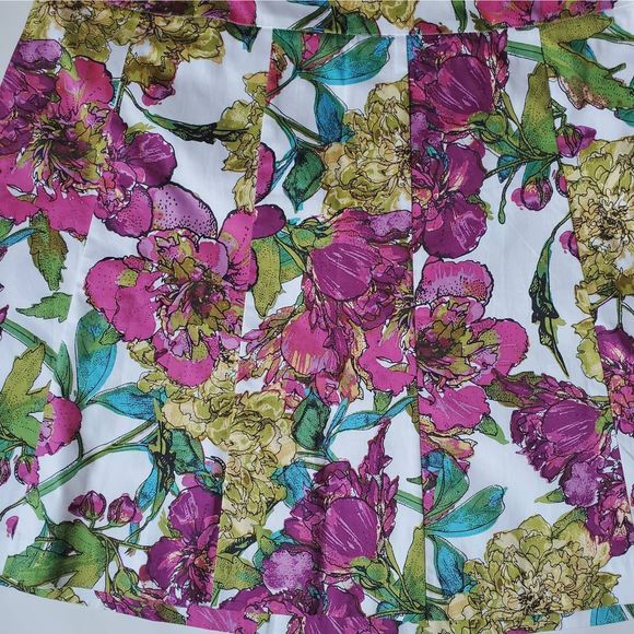 Lane Bryant Skirt Spring Floral Cotton A-Line Stretch Knee Length Womens Size 26 - Picture 2 of 4